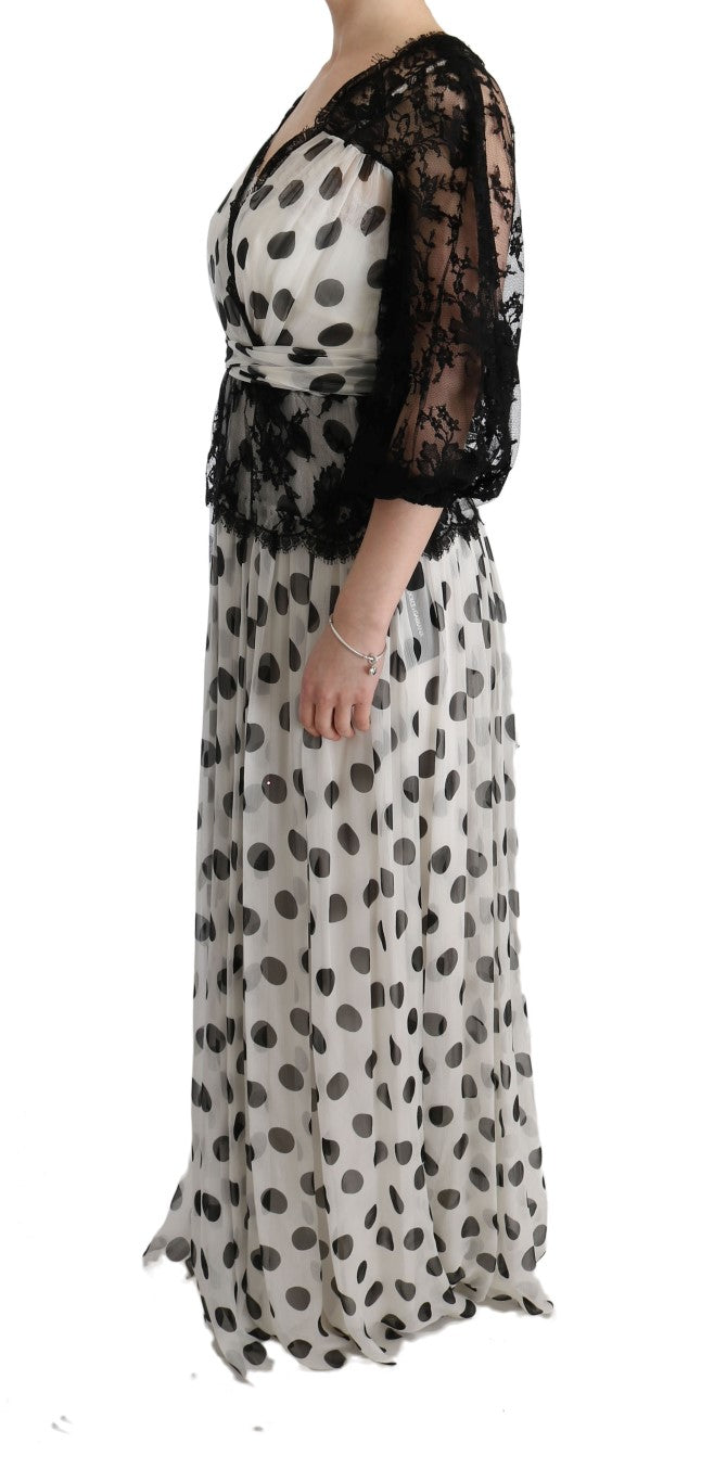 Robe à pois et fleurs noire et blanche Dolce & Gabbana