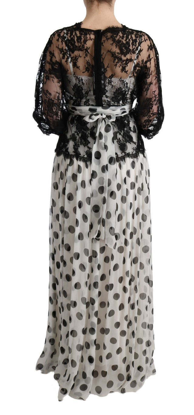 Robe à pois et fleurs noire et blanche Dolce & Gabbana