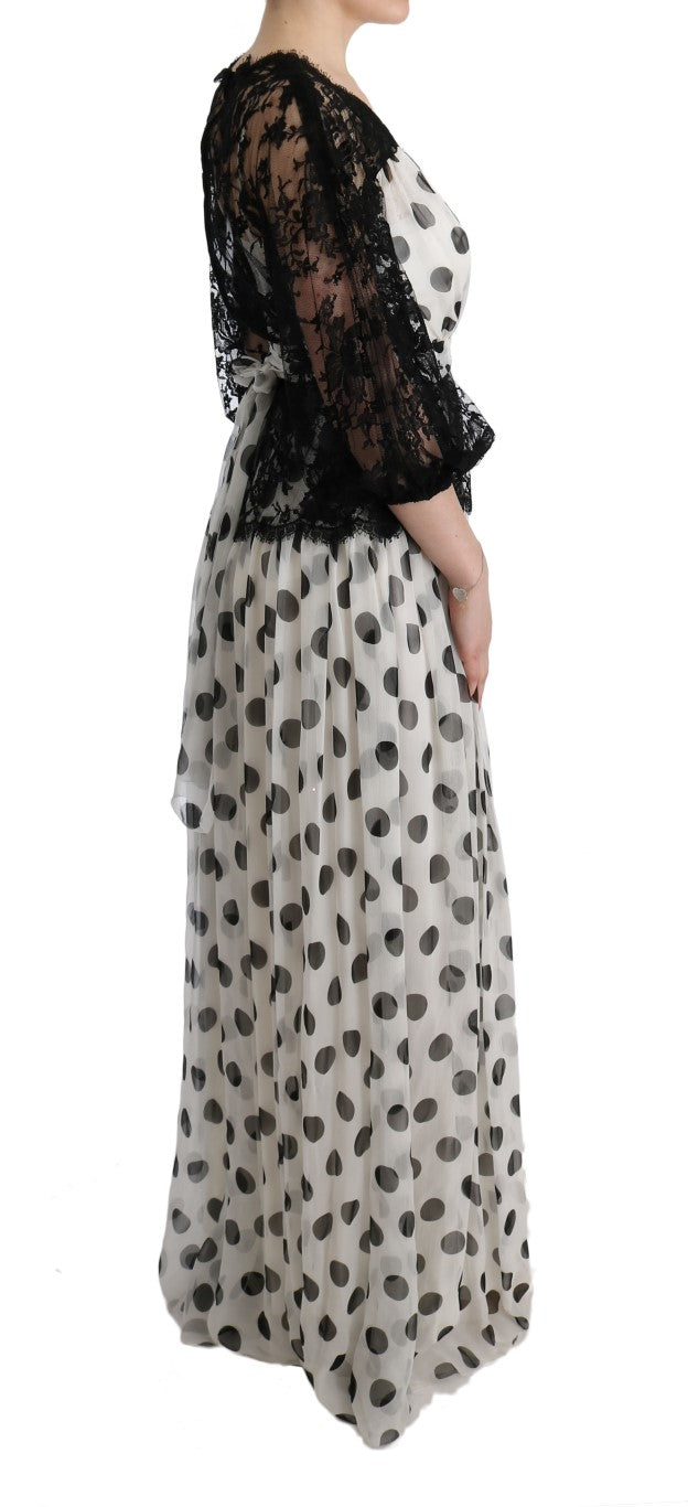 Robe à pois et fleurs noire et blanche Dolce & Gabbana