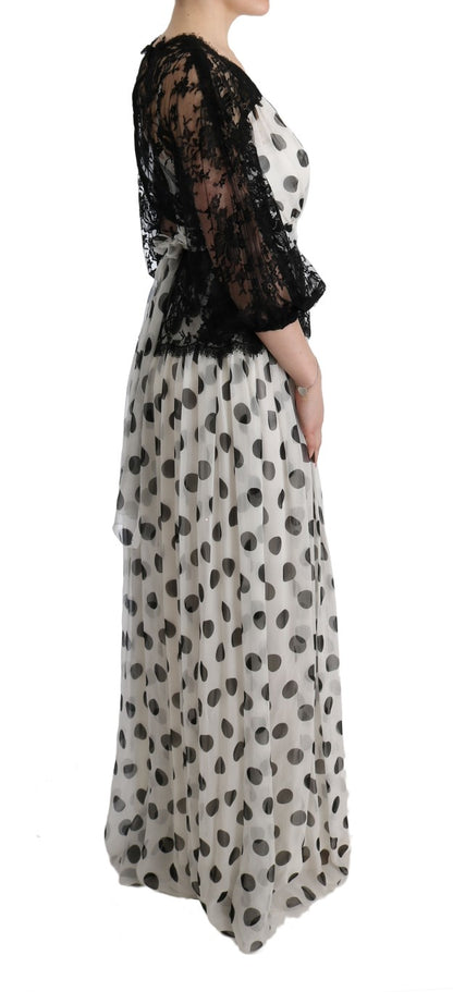 Robe à pois et fleurs noire et blanche Dolce & Gabbana