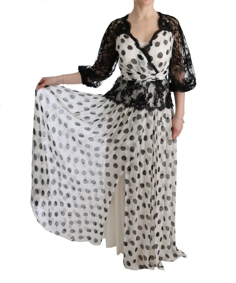 Robe à pois et fleurs noire et blanche Dolce & Gabbana