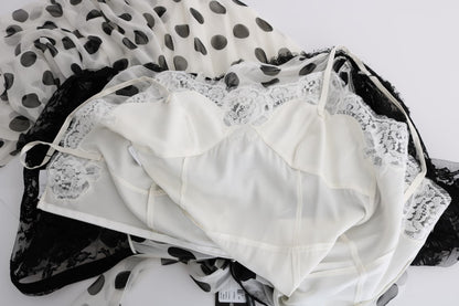Robe à pois et fleurs noire et blanche Dolce & Gabbana