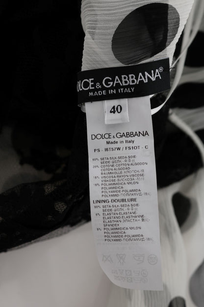 Robe à pois et fleurs noire et blanche Dolce & Gabbana