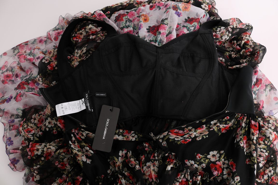 Robe longue droite Dolce & Gabbana en soie stretch multicolore à motif floral