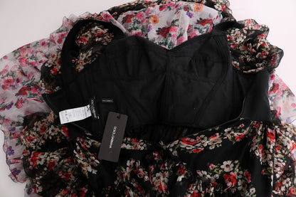 Robe longue droite Dolce & Gabbana en soie stretch multicolore à motif floral