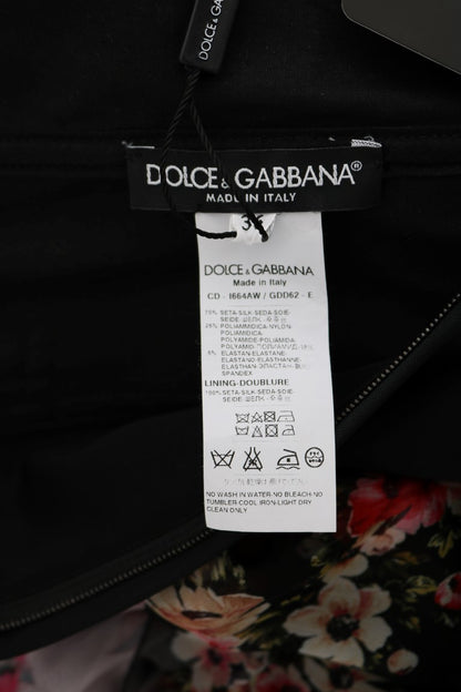Robe longue droite Dolce & Gabbana en soie stretch multicolore à motif floral