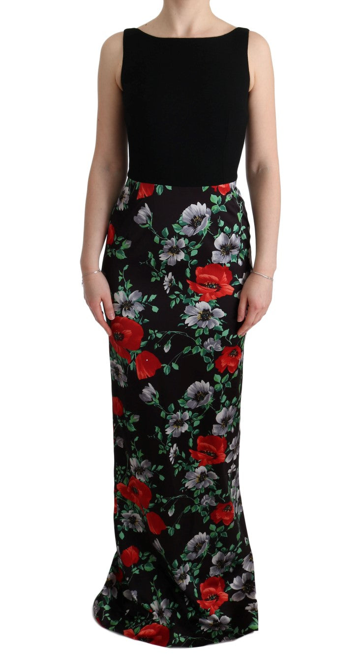 Robe longue fourreau Dolce & Gabbana en tissu stretch imprimé floral multicolore