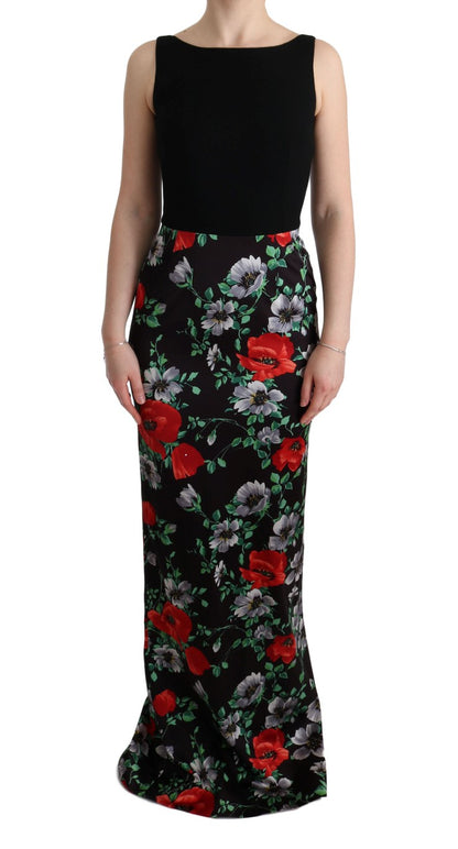 Robe longue fourreau Dolce & Gabbana en tissu stretch imprimé floral multicolore