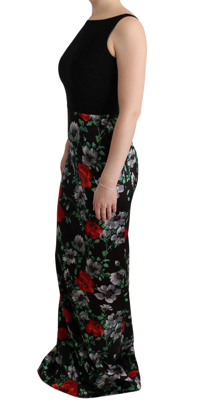 Robe longue fourreau Dolce & Gabbana en tissu stretch imprimé floral multicolore
