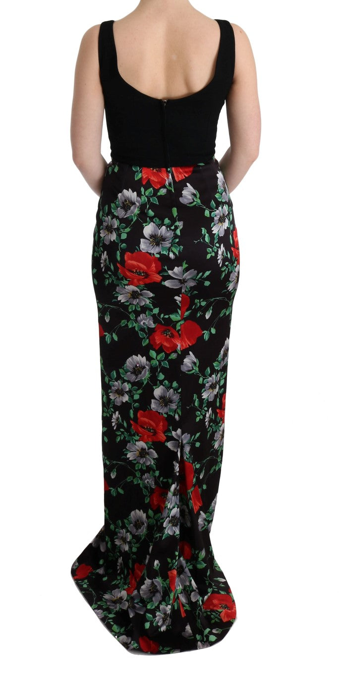 Robe longue fourreau Dolce & Gabbana en tissu stretch imprimé floral multicolore
