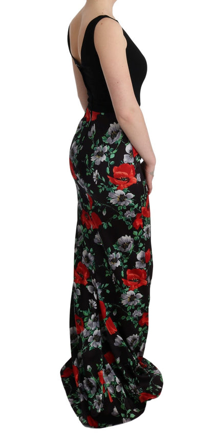 Robe longue fourreau Dolce & Gabbana en tissu stretch imprimé floral multicolore