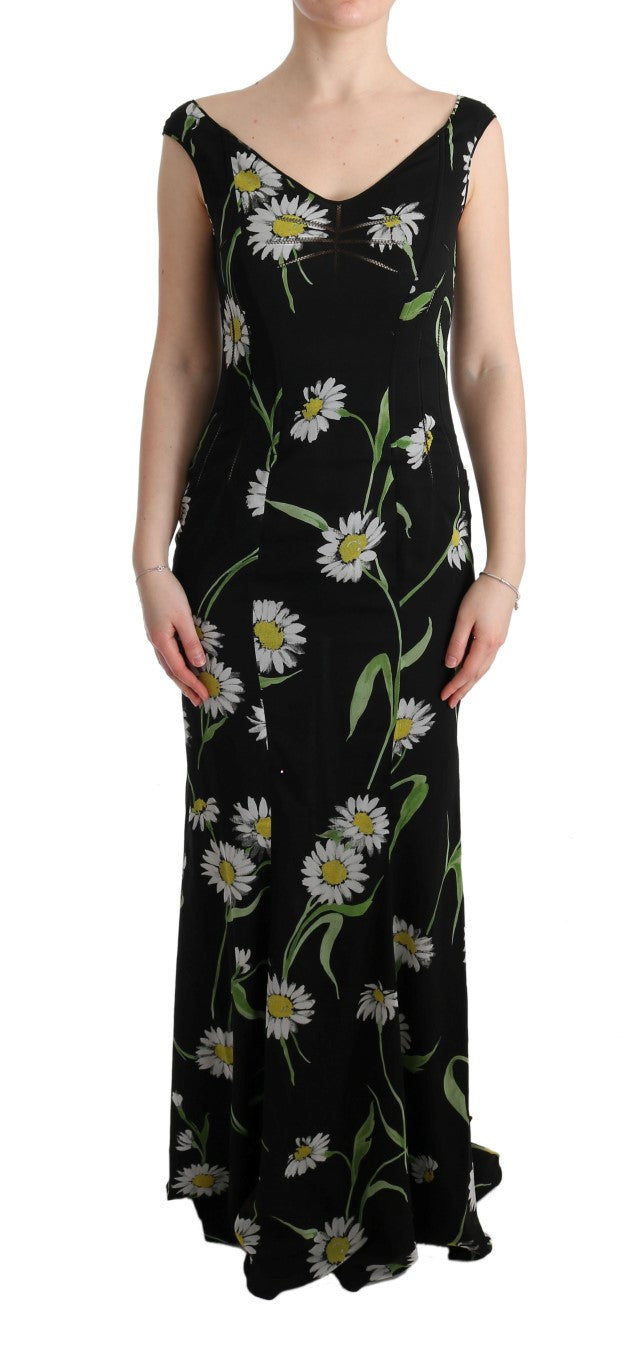 Robe fourreau Dolce & Gabbana en soie stretch imprimé tournesol