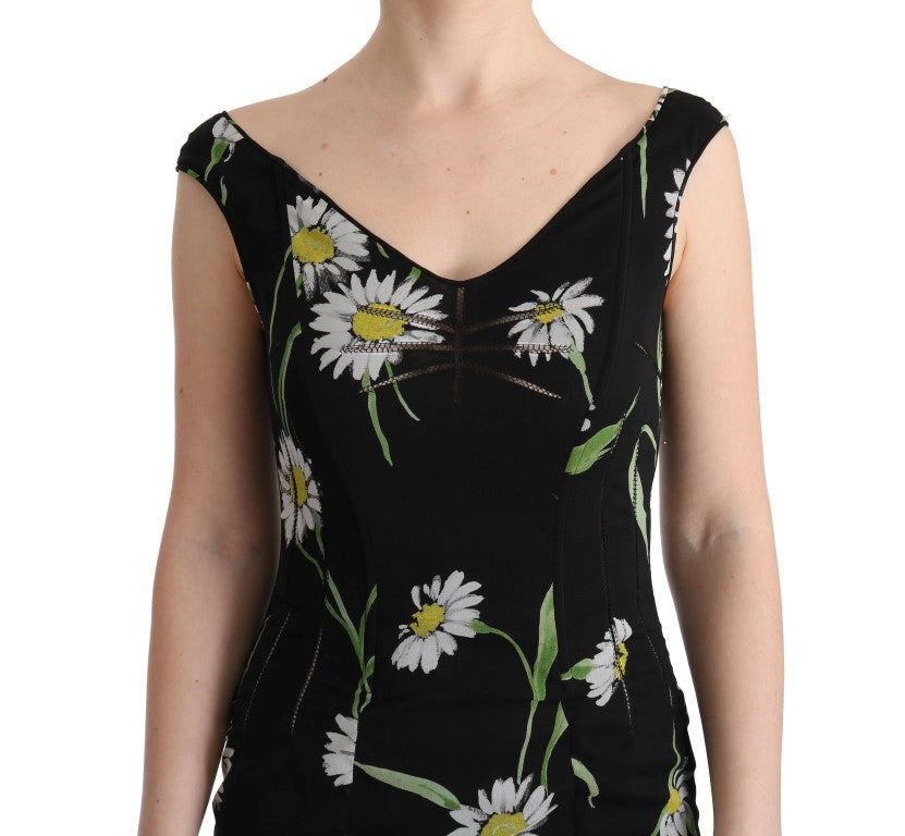 Robe fourreau Dolce & Gabbana en soie stretch imprimé tournesol
