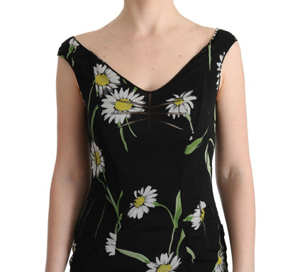Robe fourreau Dolce & Gabbana en soie stretch imprimé tournesol