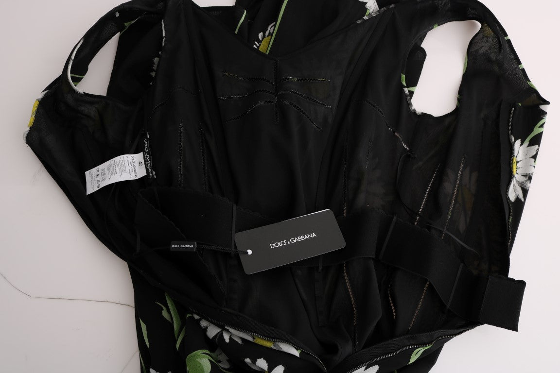 Robe fourreau Dolce & Gabbana en soie stretch imprimé tournesol