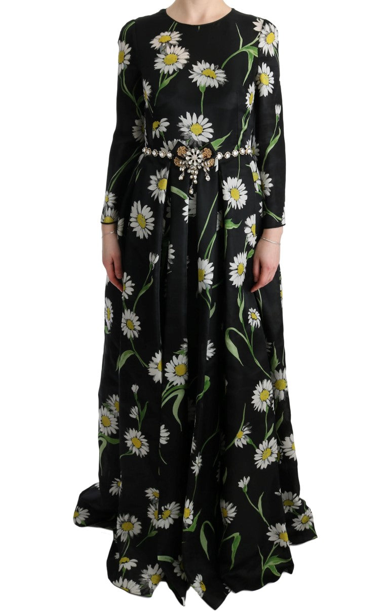 Robe longue maxi Dolce & Gabbana en soie multicolore à imprimé tournesols
