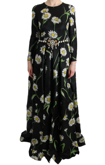 Robe longue maxi Dolce & Gabbana en soie multicolore à imprimé tournesols