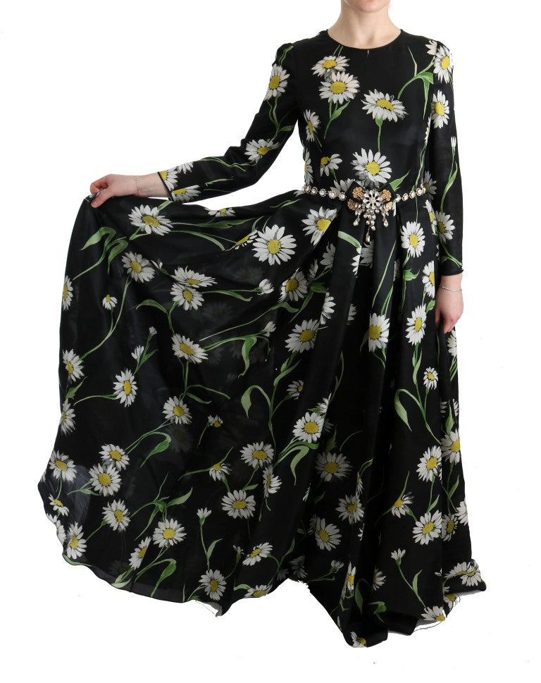 Robe longue maxi Dolce & Gabbana en soie multicolore à imprimé tournesols