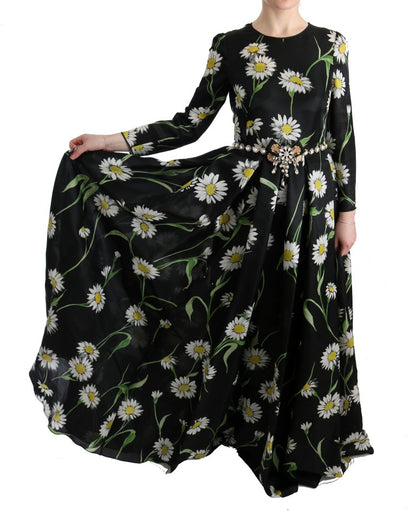 Robe longue maxi Dolce & Gabbana en soie multicolore à imprimé tournesols