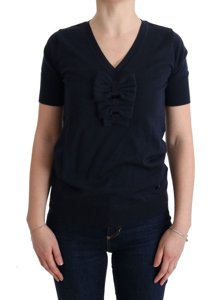 MARGHI LO' Blue 100% Lana Wool Blouse Top
