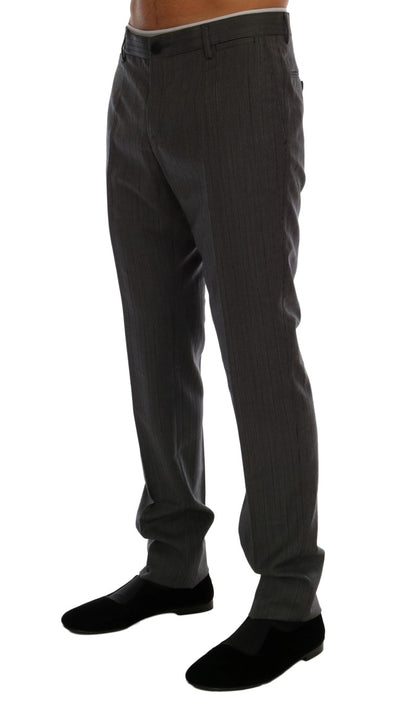 Pantalon de costume rayé en laine grise Dolce & Gabbana