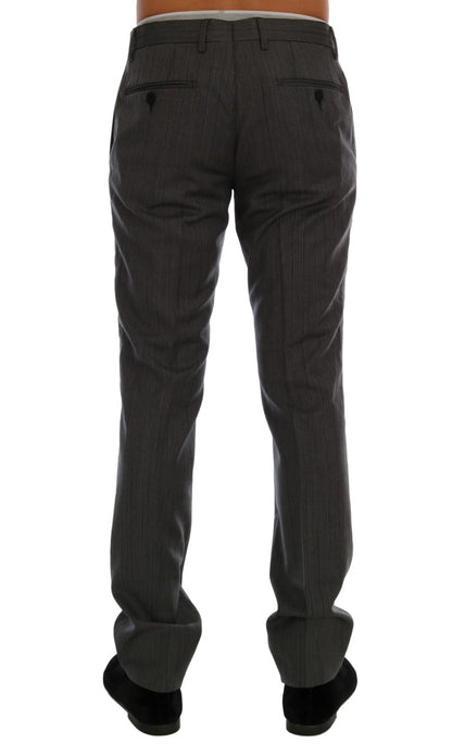 Pantalon de costume rayé en laine grise Dolce & Gabbana