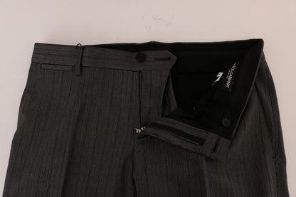 Pantalon de costume rayé en laine grise Dolce & Gabbana