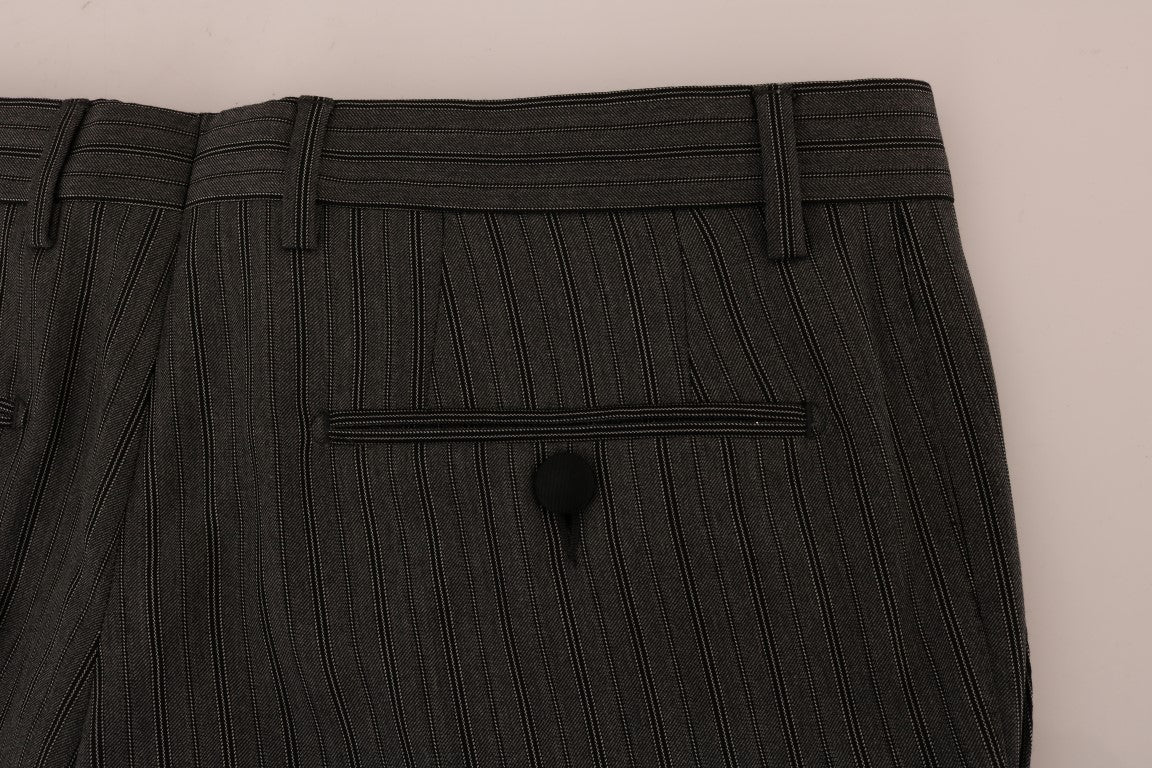 Pantalon de costume rayé en laine grise Dolce & Gabbana
