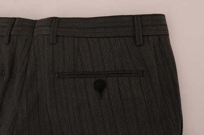 Pantalon de costume rayé en laine grise Dolce & Gabbana