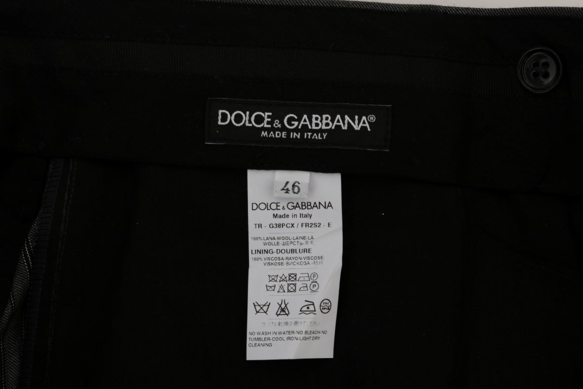 Pantalon de costume rayé en laine grise Dolce & Gabbana