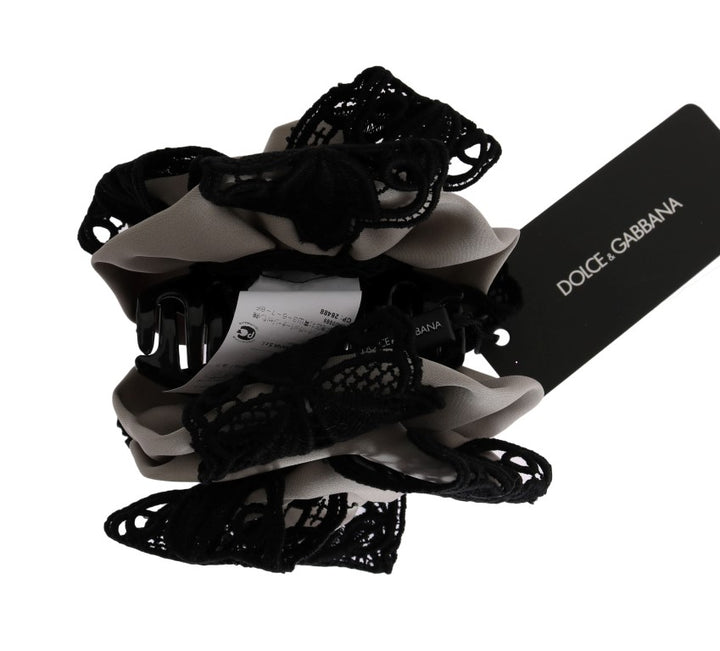 Pince à cheveux Dolce & Gabbana en soie grise et dentelle noire