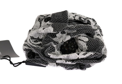Pince à Cheveux Dolce & Gabbana en Cristal, Dentelle et Motif Floral Noire et Blanche