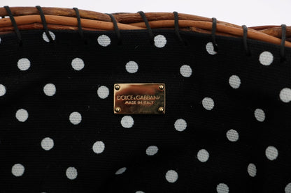 Sac AGNESE Dolce & Gabbana en paille beige, serpent, pompon et cristal