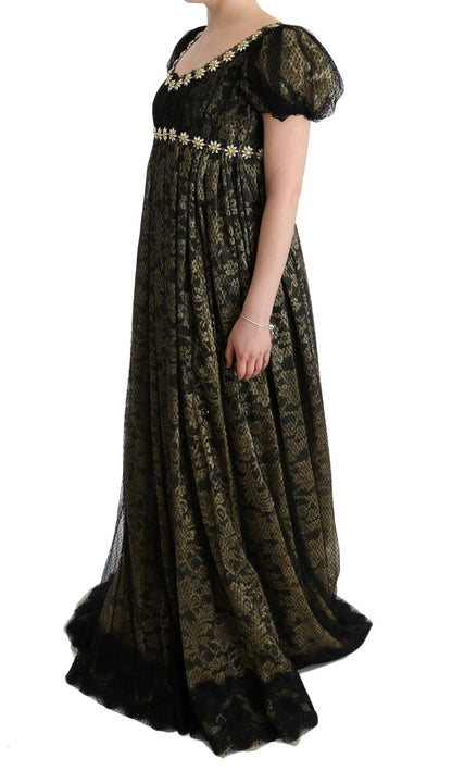 Robe fourreau Dolce & Gabbana en dentelle de cristal noire et jaune