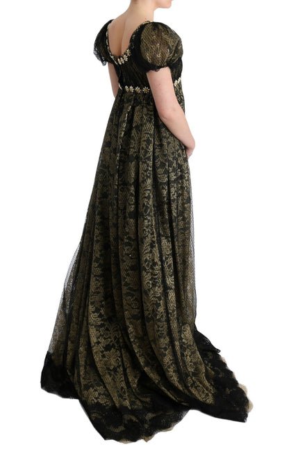 Robe fourreau Dolce & Gabbana en dentelle de cristal noire et jaune