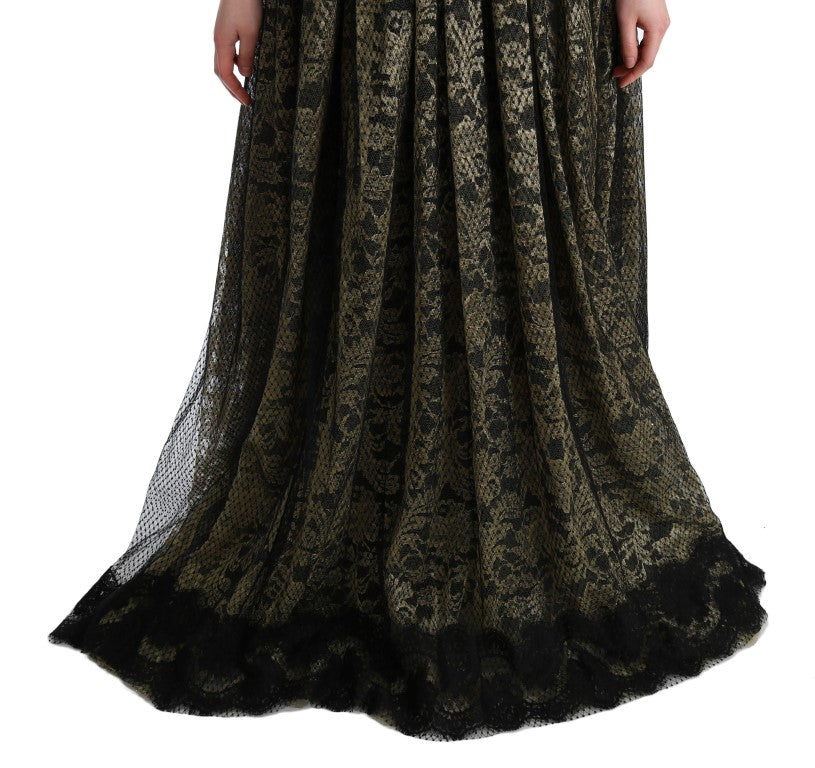 Robe fourreau Dolce & Gabbana en dentelle de cristal noire et jaune