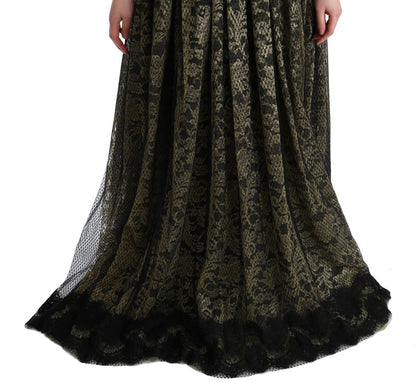 Robe fourreau Dolce & Gabbana en dentelle de cristal noire et jaune