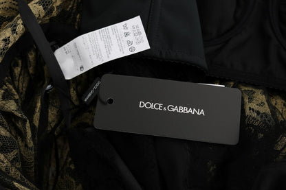 Robe fourreau Dolce & Gabbana en dentelle de cristal noire et jaune