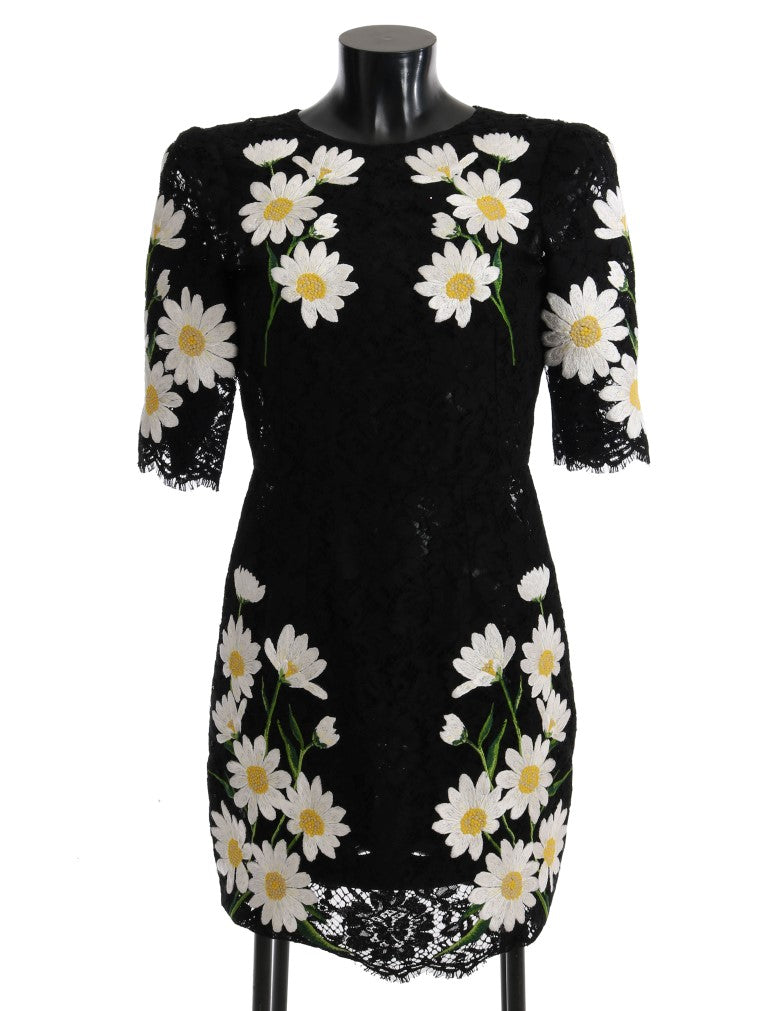 Robe Sicile en dentelle florale noire Camomille Dolce & Gabbana