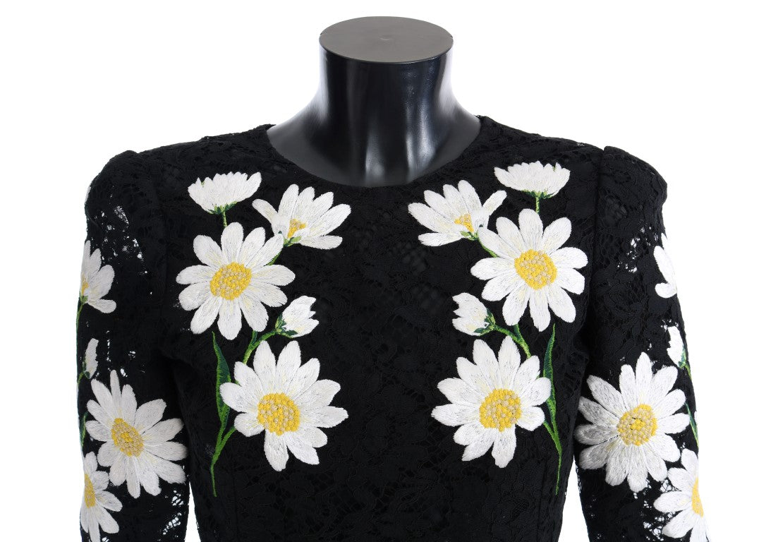 Robe Sicile en dentelle florale noire Camomille Dolce & Gabbana