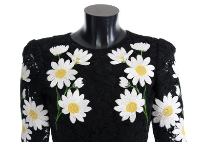 Robe Sicile en dentelle florale noire Camomille Dolce & Gabbana