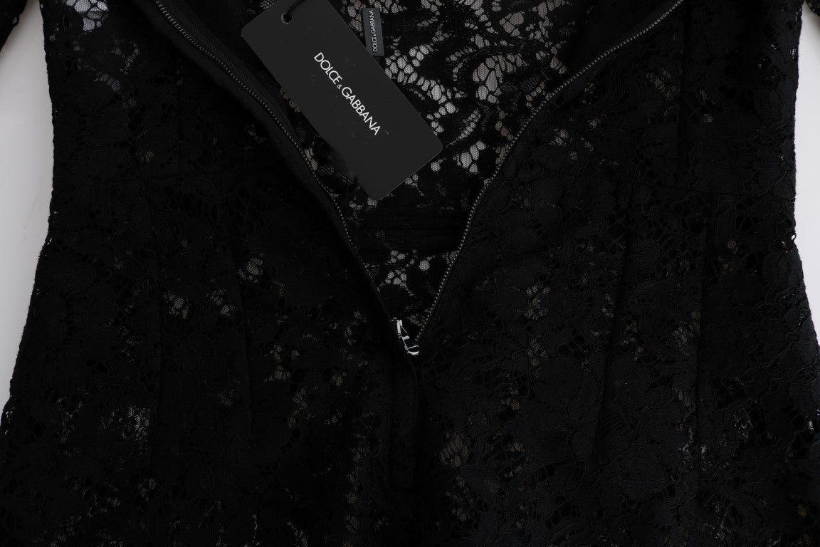 Robe Sicile en dentelle florale noire Camomille Dolce & Gabbana