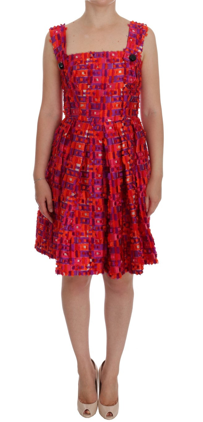Robe Trapèze Rose à Motifs Au-dessus du Genou Dolce & Gabbana