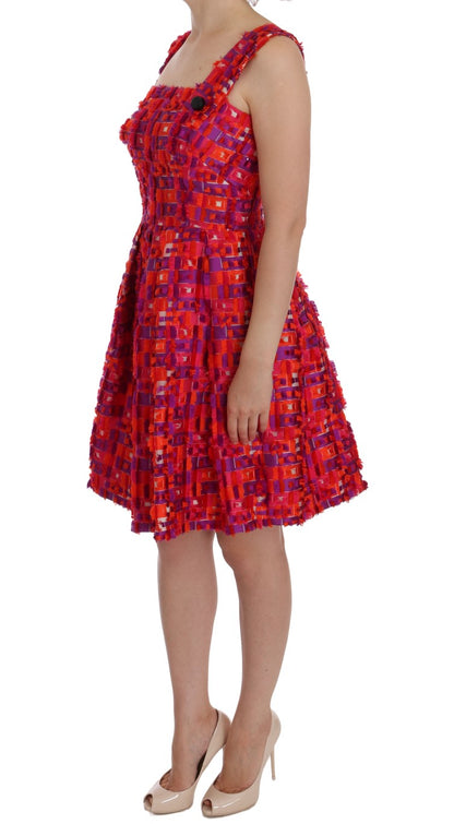 Robe Trapèze Rose à Motifs Au-dessus du Genou Dolce & Gabbana