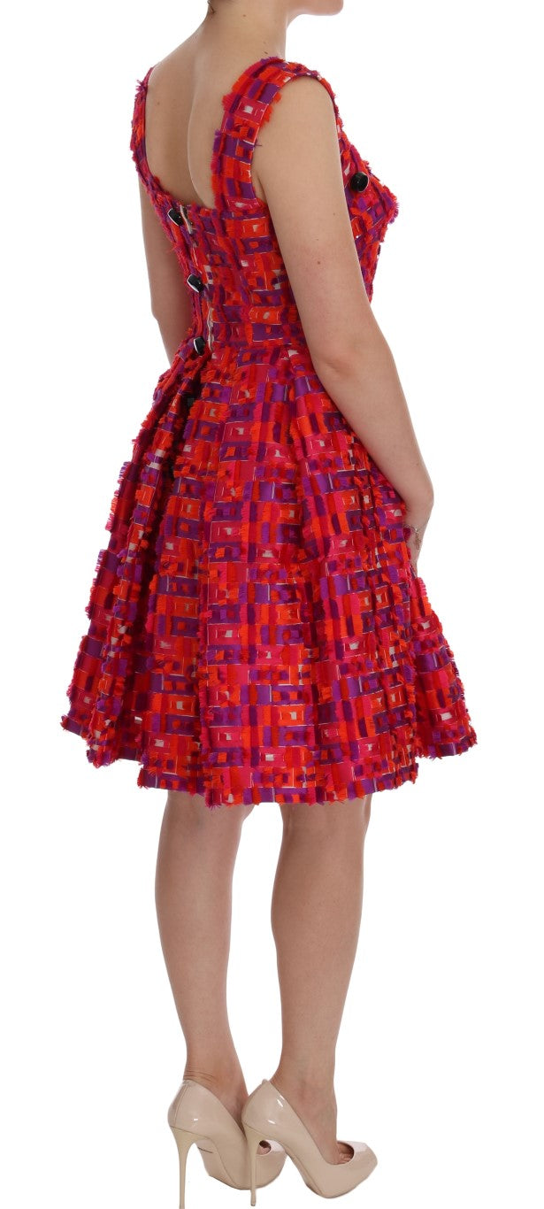Robe Trapèze Rose à Motifs Au-dessus du Genou Dolce & Gabbana
