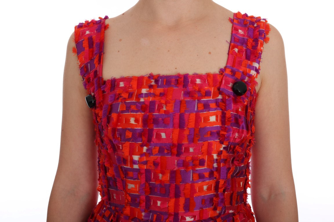 Robe Trapèze Rose à Motifs Au-dessus du Genou Dolce & Gabbana