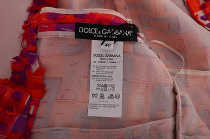 Robe Trapèze Rose à Motifs Au-dessus du Genou Dolce & Gabbana