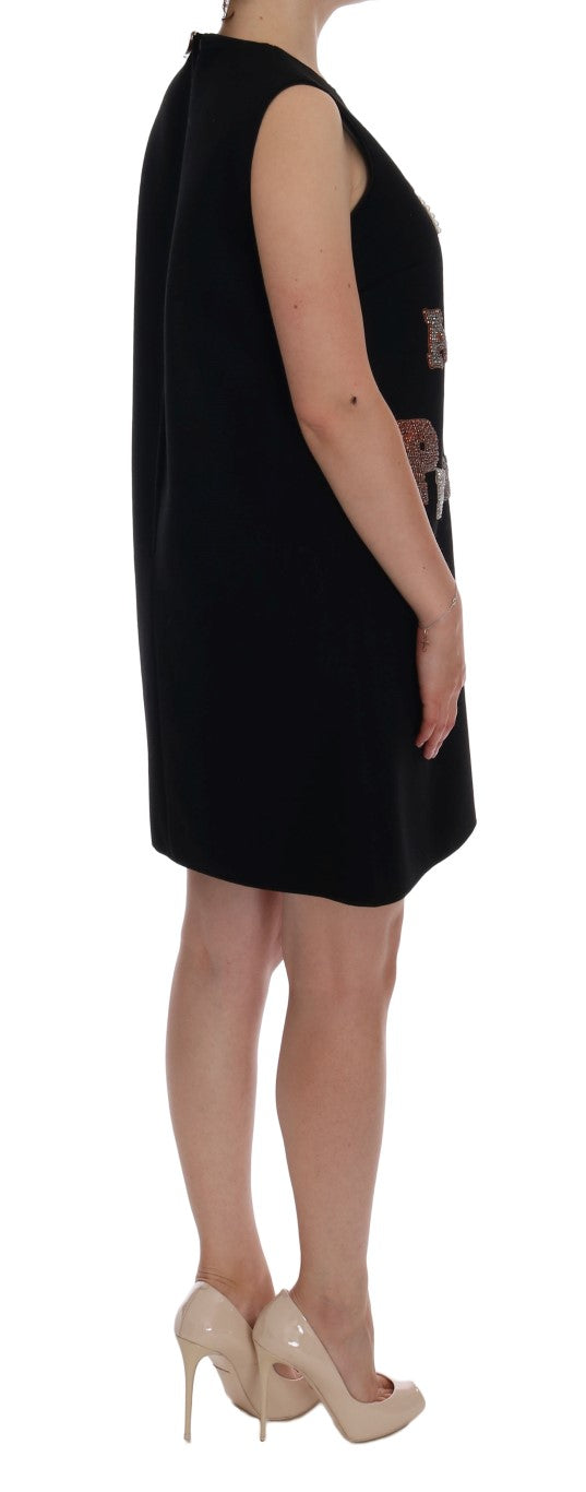Robe droite Dolce & Gabbana noire « I AM A PRINCESS » en cristal