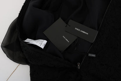 Robe droite en dentelle noire cœur rouge Dolce & Gabbana