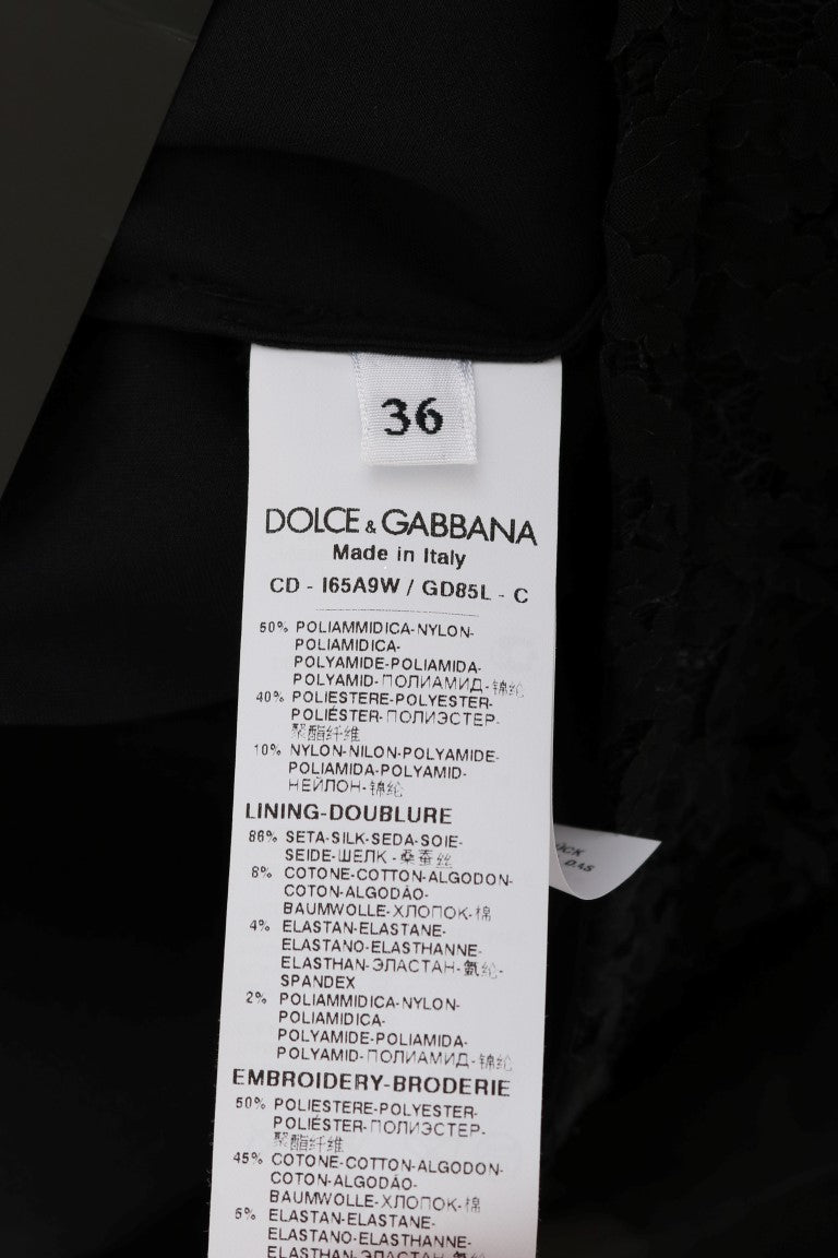 Robe droite en dentelle noire cœur rouge Dolce & Gabbana